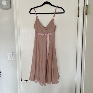 Millennial Pink Babydoll Chiffon with Silk Ribbon Dress